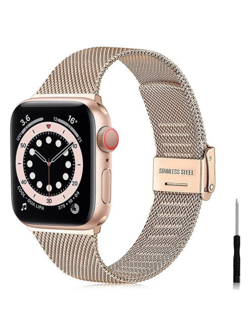 For Apple Watch Series 10 42mm / 9 8 7 41mm / 6 5 4 SE SE (2022) SE (2023) 40mm / 3 2 1 38mm Milanese Mesh Stainless Steel Watch Band Wrist Strap - Rose Gold