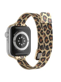   For Apple Watch Series 10 42mm / 9 8 7 41mm / 6 5 4 SE SE (2022) SE (2023) 40mm / 3 2 1 38mm Milanese Metal Strap Replacement Watch Band - Leopard / Gold