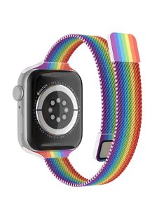   For Apple Watch Series 10 42mm / 9 8 7 41mm / 6 5 4 SE SE (2022) SE (2023) 40mm / 3 2 1 38mm Milanese Metal Strap Replacement Watch Band - Rainbow