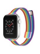 For Apple Watch Series 10 42mm / 9 8 7 41mm / 6 5 4 SE SE (2022) SE (2023) 40mm / 3 2 1 38mm Milanese Metal Strap Replacement Watch Band - Rainbow