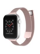 For Apple Watch Series 10 42mm / 9 8 7 41mm / 6 5 4 SE SE (2022) SE (2023) 40mm / 3 2 1 38mm Milanese Metal Strap Replacement Watch Band - Rose Pink