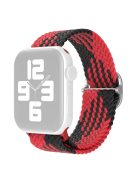 For Apple Watch Series 10 42mm / 9 8 7 41mm / 6 5 4 SE SE (2022) SE (2023) 40mm / 3 2 1 38mm Nylon Braided Watch Band Adjustable Wrist Strap Replacement - Black / Red