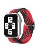 For Apple Watch Series 10 42mm / 9 8 7 41mm / 6 5 4 SE SE (2022) SE (2023) 40mm / 3 2 1 38mm Nylon Braided Watch Band Adjustable Wrist Strap Replacement - Black / Red