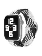 For Apple Watch Series 10 42mm / 9 8 7 41mm / 6 5 4 SE SE (2022) SE (2023) 40mm / 3 2 1 38mm Nylon Braided Watch Band Adjustable Wrist Strap Replacement - Black / White