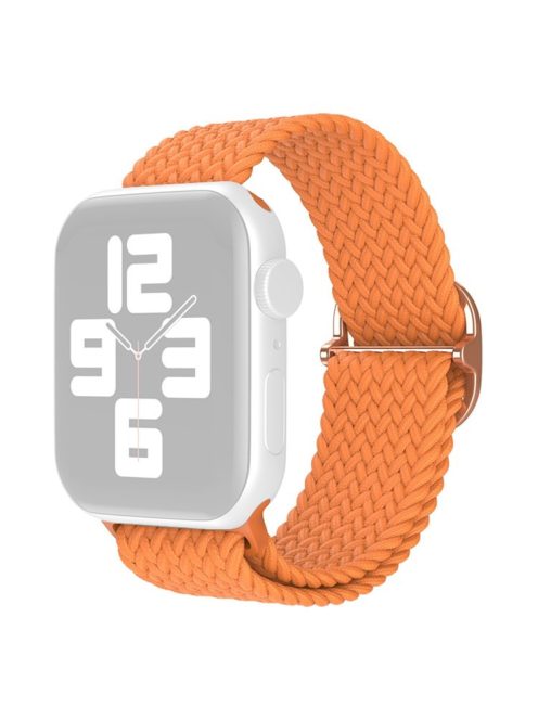 For Apple Watch Series 10 42mm / 9 8 7 41mm / 6 5 4 SE SE (2022) SE (2023) 40mm / 3 2 1 38mm Nylon Braided Watch Band Adjustable Wrist Strap Replacement - Bright Orange