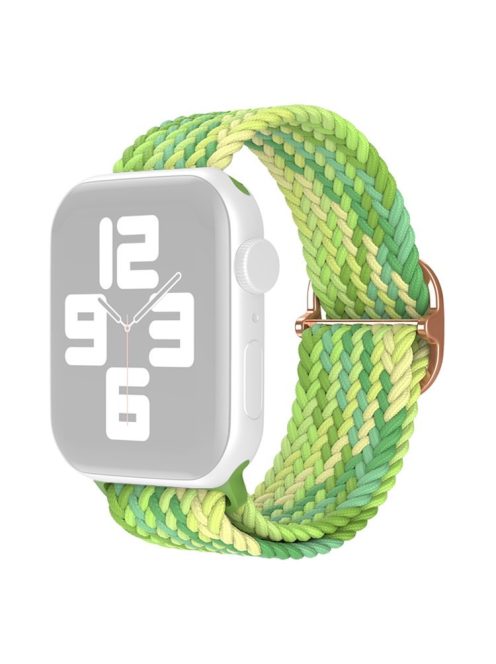 For Apple Watch Series 10 42mm / 9 8 7 41mm / 6 5 4 SE SE (2022) SE (2023) 40mm / 3 2 1 38mm Nylon Braided Watch Band Adjustable Wrist Strap Replacement - Gradient Green