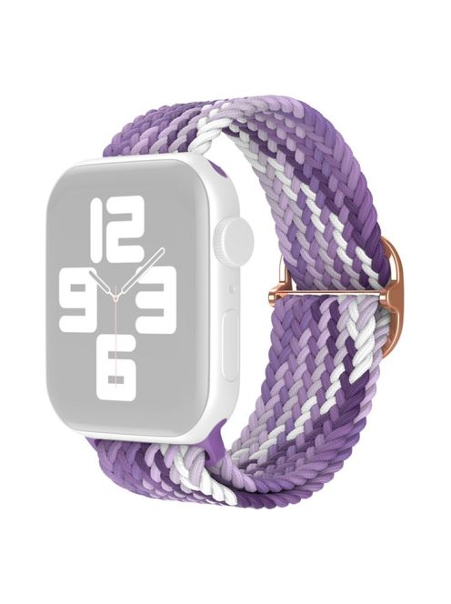 For Apple Watch Series 10 42mm / 9 8 7 41mm / 6 5 4 SE SE (2022) SE (2023) 40mm / 3 2 1 38mm Nylon Braided Watch Band Adjustable Wrist Strap Replacement - Gradient Purple