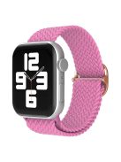 For Apple Watch Series 10 42mm / 9 8 7 41mm / 6 5 4 SE SE (2022) SE (2023) 40mm / 3 2 1 38mm Nylon Braided Watch Band Adjustable Wrist Strap Replacement - Pink Purple