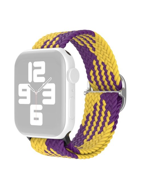 For Apple Watch Series 10 42mm / 9 8 7 41mm / 6 5 4 SE SE (2022) SE (2023) 40mm / 3 2 1 38mm Nylon Braided Watch Band Adjustable Wrist Strap Replacement - Yellow / Purple