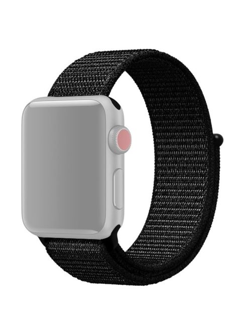 For Apple Watch Series 10 42mm / 9 8 7 41mm / 6 5 4 SE SE (2022) SE (2023) 40mm / 3 2 1 38mm Nylon Watch Band Adjustable Strap - All Black