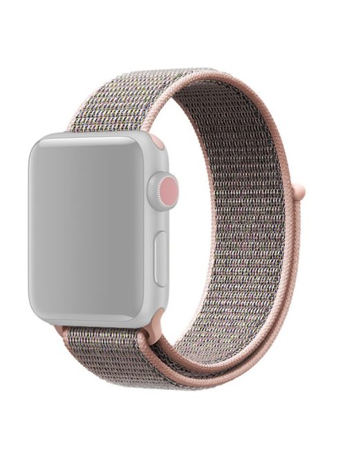 For Apple Watch Series 10 42mm / 9 8 7 41mm / 6 5 4 SE SE (2022) SE (2023) 40mm / 3 2 1 38mm Nylon Watch Band Adjustable Strap - Rose Gold Color