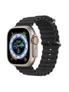 For Apple Watch Series 10 42mm / 9 8 7 41mm / 6 5 4 SE SE (2022) SE (2023) 40mm / 3 2 1 38mm Ocean Band Adjustable Silicone Sport Loop Strap - Black