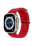 For Apple Watch Series 10 42mm / 9 8 7 41mm / 6 5 4 SE SE (2022) SE (2023) 40mm / 3 2 1 38mm Ocean Band Adjustable Silicone Sport Loop Strap - Red