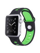 For Apple Watch Series 10 42mm / 9 8 7 41mm / 6 5 4 SE SE (2022) SE (2023) 40mm / 3 2 1 38mm Press Buckle Design Silicone Smartwatch Band Replacement Wrist Strap - Black / Green