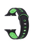 For Apple Watch Series 10 42mm / 9 8 7 41mm / 6 5 4 SE SE (2022) SE (2023) 40mm / 3 2 1 38mm Press Buckle Design Silicone Smartwatch Band Replacement Wrist Strap - Black / Green