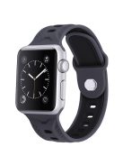 For Apple Watch Series 10 42mm / 9 8 7 41mm / 6 5 4 SE SE (2022) SE (2023) 40mm / 3 2 1 38mm Press Buckle Design Silicone Smartwatch Band Replacement Wrist Strap - Black / Grey