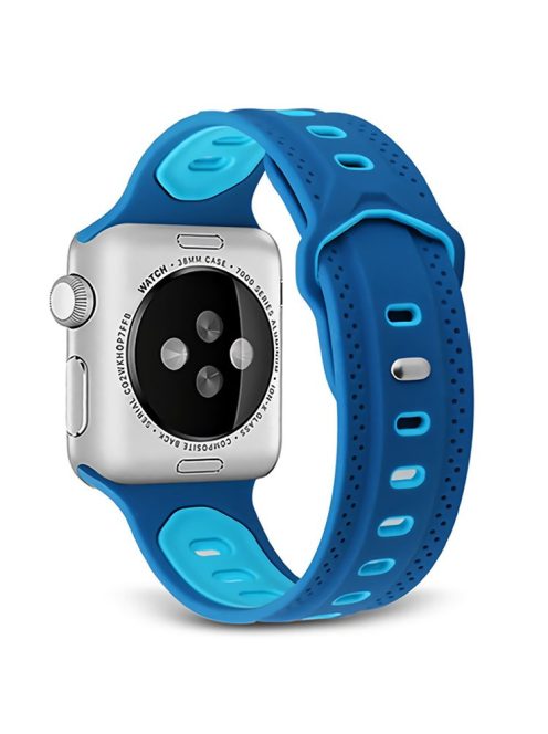 For Apple Watch Series 10 42mm / 9 8 7 41mm / 6 5 4 SE SE (2022) SE (2023) 40mm / 3 2 1 38mm Press Buckle Design Silicone Smartwatch Band Replacement Wrist Strap - Blue