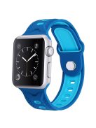 For Apple Watch Series 10 42mm / 9 8 7 41mm / 6 5 4 SE SE (2022) SE (2023) 40mm / 3 2 1 38mm Press Buckle Design Silicone Smartwatch Band Replacement Wrist Strap - Blue