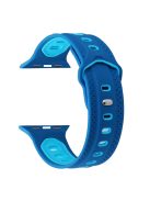 For Apple Watch Series 10 42mm / 9 8 7 41mm / 6 5 4 SE SE (2022) SE (2023) 40mm / 3 2 1 38mm Press Buckle Design Silicone Smartwatch Band Replacement Wrist Strap - Blue