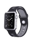 For Apple Watch Series 10 42mm / 9 8 7 41mm / 6 5 4 SE SE (2022) SE (2023) 40mm / 3 2 1 38mm Press Buckle Design Silicone Smartwatch Band Replacement Wrist Strap - Grey / Black