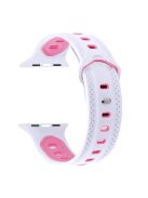 For Apple Watch Series 10 42mm / 9 8 7 41mm / 6 5 4 SE SE (2022) SE (2023) 40mm / 3 2 1 38mm Press Buckle Design Silicone Smartwatch Band Replacement Wrist Strap - White / Pink