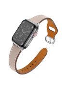 For Apple Watch Series 10 42mm / 9 8 7 41mm / 6 5 4 SE SE (2022) SE (2023) 40mm / 3 2 1 38mm Replacement Watch Band Genuine Leather Watch Strap with Buckle - Apricot