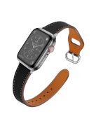 For Apple Watch Series 10 42mm / 9 8 7 41mm / 6 5 4 SE SE (2022) SE (2023) 40mm / 3 2 1 38mm Replacement Watch Band Genuine Leather Watch Strap with Buckle - Black