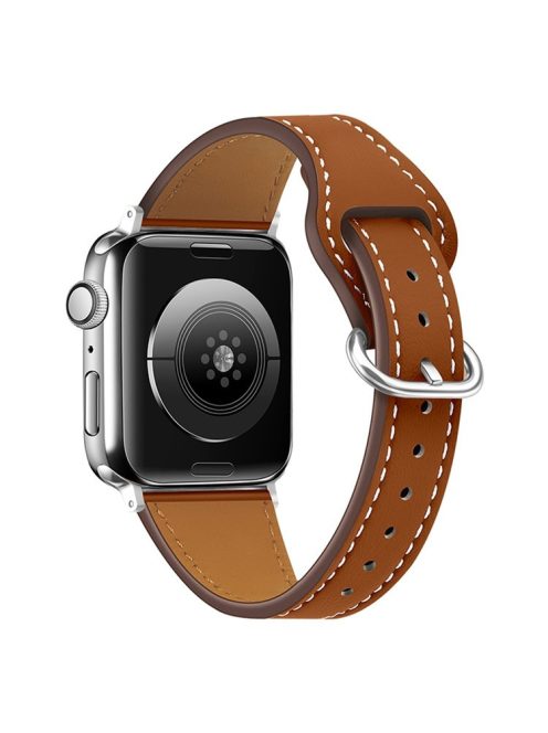 For Apple Watch Series 10 42mm / 9 8 7 41mm / 6 5 4 SE SE (2022) SE (2023) 40mm / 3 2 1 38mm Replacement Watch Band Genuine Leather Watch Strap with Buckle - Brown