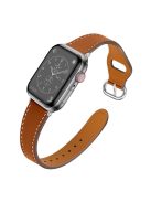 For Apple Watch Series 10 42mm / 9 8 7 41mm / 6 5 4 SE SE (2022) SE (2023) 40mm / 3 2 1 38mm Replacement Watch Band Genuine Leather Watch Strap with Buckle - Brown