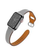 For Apple Watch Series 10 42mm / 9 8 7 41mm / 6 5 4 SE SE (2022) SE (2023) 40mm / 3 2 1 38mm Replacement Watch Band Genuine Leather Watch Strap with Buckle - Grey