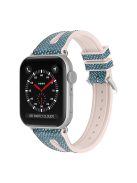 For Apple Watch Series 10 42mm / 9 8 7 41mm / 6 5 4 SE SE (2022) SE (2023) 40mm / 3 2 1 38mm Replacement Watch Band Silicone + Glitter Leather Watch Strap Adjustable Wristband - Baby Blue