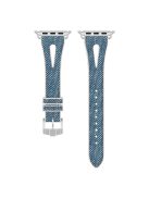 For Apple Watch Series 10 42mm / 9 8 7 41mm / 6 5 4 SE SE (2022) SE (2023) 40mm / 3 2 1 38mm Replacement Watch Band Silicone + Glitter Leather Watch Strap Adjustable Wristband - Baby Blue