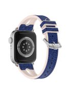 For Apple Watch Series 10 42mm / 9 8 7 41mm / 6 5 4 SE SE (2022) SE (2023) 40mm / 3 2 1 38mm Replacement Watch Band Silicone + Glitter Leather Watch Strap Adjustable Wristband - Blue