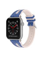 For Apple Watch Series 10 42mm / 9 8 7 41mm / 6 5 4 SE SE (2022) SE (2023) 40mm / 3 2 1 38mm Replacement Watch Band Silicone + Glitter Leather Watch Strap Adjustable Wristband - Blue