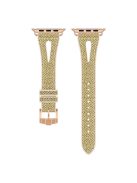 For Apple Watch Series 10 42mm / 9 8 7 41mm / 6 5 4 SE SE (2022) SE (2023) 40mm / 3 2 1 38mm Replacement Watch Band Silicone + Glitter Leather Watch Strap Adjustable Wristband - Gold