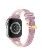 For Apple Watch Series 10 42mm / 9 8 7 41mm / 6 5 4 SE SE (2022) SE (2023) 40mm / 3 2 1 38mm Replacement Watch Band Silicone + Glitter Leather Watch Strap Adjustable Wristband - Pink