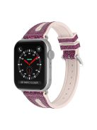 For Apple Watch Series 10 42mm / 9 8 7 41mm / 6 5 4 SE SE (2022) SE (2023) 40mm / 3 2 1 38mm Replacement Watch Band Silicone + Glitter Leather Watch Strap Adjustable Wristband - Purple