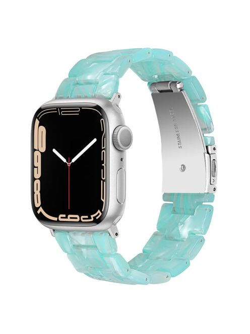 For Apple Watch Series 10 42mm / 9 8 7 41mm / 6 5 4 SE SE (2022) SE (2023) 40mm / 3 2 1 38mm Resin Band Stainless Steel Buckle Replacement Watch Strap - Jade Green