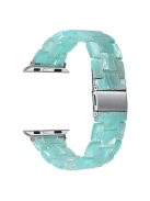 For Apple Watch Series 10 42mm / 9 8 7 41mm / 6 5 4 SE SE (2022) SE (2023) 40mm / 3 2 1 38mm Resin Band Stainless Steel Buckle Replacement Watch Strap - Jade Green