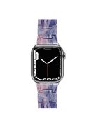 For Apple Watch Series 10 42mm / 9 8 7 41mm / 6 5 4 SE SE (2022) SE (2023) 40mm / 3 2 1 38mm Resin Band Stainless Steel Buckle Replacement Watch Strap - Purple / Pink Flowers