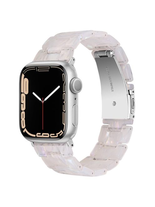 For Apple Watch Series 10 42mm / 9 8 7 41mm / 6 5 4 SE SE (2022) SE (2023) 40mm / 3 2 1 38mm Resin Band Stainless Steel Buckle Replacement Watch Strap - Shell White