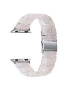 For Apple Watch Series 10 42mm / 9 8 7 41mm / 6 5 4 SE SE (2022) SE (2023) 40mm / 3 2 1 38mm Resin Band Stainless Steel Buckle Replacement Watch Strap - Shell White