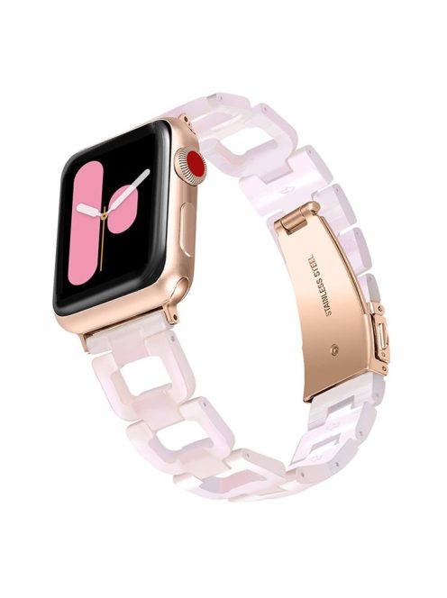 For Apple Watch Series 10 42mm / 9 8 7 41mm / 6 5 4 SE SE (2022) SE (2023) 40mm / 3 2 1 38mm Resin Smart Watch Strap D Shape Design Wristband with Stainless Steel Buckle - Light Pink