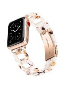 For Apple Watch Series 10 42mm / 9 8 7 41mm / 6 5 4 SE SE (2022) SE (2023) 40mm / 3 2 1 38mm Resin Smart Watch Strap D Shape Design Wristband with Stainless Steel Buckle - Nougat