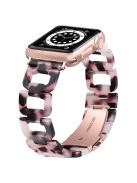 For Apple Watch Series 10 42mm / 9 8 7 41mm / 6 5 4 SE SE (2022) SE (2023) 40mm / 3 2 1 38mm Resin Smart Watch Strap D Shape Design Wristband with Stainless Steel Buckle - Pink / Black