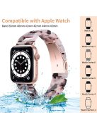 For Apple Watch Series 10 42mm / 9 8 7 41mm / 6 5 4 SE SE (2022) SE (2023) 40mm / 3 2 1 38mm Resin Smart Watch Strap D Shape Design Wristband with Stainless Steel Buckle - Pink / Black