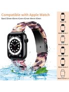 For Apple Watch Series 10 42mm / 9 8 7 41mm / 6 5 4 SE SE (2022) SE (2023) 40mm / 3 2 1 38mm Resin Smart Watch Strap D Shape Design Wristband with Stainless Steel Buckle - Purple Mix