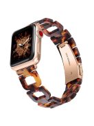 For Apple Watch Series 10 42mm / 9 8 7 41mm / 6 5 4 SE SE (2022) SE (2023) 40mm / 3 2 1 38mm Resin Smart Watch Strap D Shape Design Wristband with Stainless Steel Buckle - Tortoiseshell