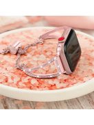 For Apple Watch Series 10 42mm / 9 8 7 41mm / 6 5 4 SE SE (2022) SE (2023) 40mm / 3 2 1 38mm Rhinestone Decor Glitter Wrist Strap Metal Bracelet Wristband Replacement - Rose Pink