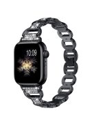 For Apple Watch Series 10 42mm / 9 8 7 41mm / 6 5 4 SE SE (2022) SE (2023) 40mm / 3 2 1 38mm Rhinestone Decorated Watch Strap Quick Release Metal Watch Band Replacement Watchband - Black